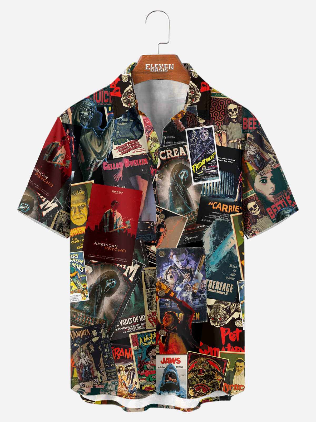 Men's Horror Movie Poster Short Sleeve Shirt ElevenOasis