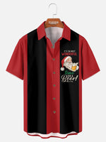 Men's Santa Beer Time Christmas Bowling Short Sleeve Shirt Eleven Oasis