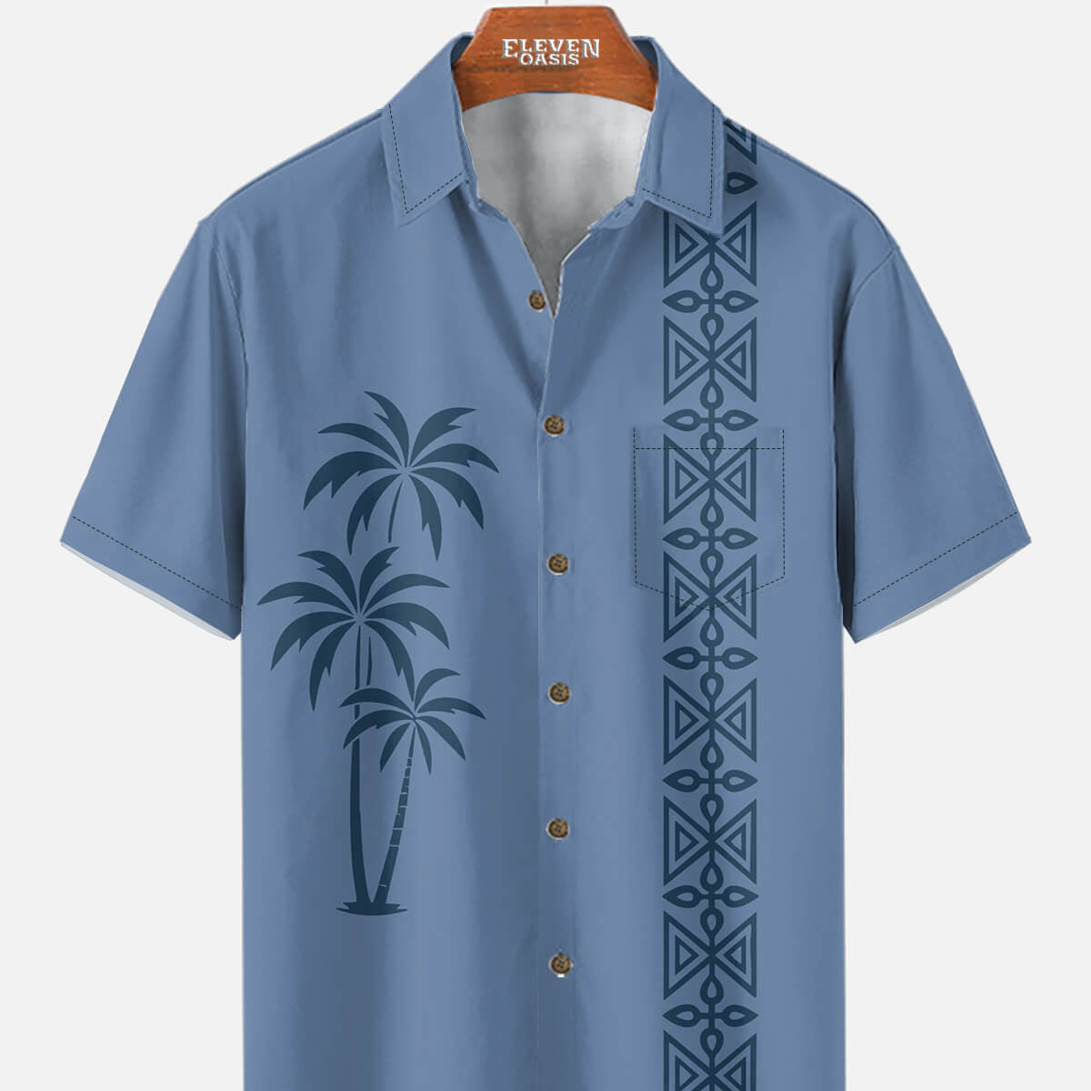 Men's Coastal Palm Stripe Short Sleeve Shirt Eleven Oasis