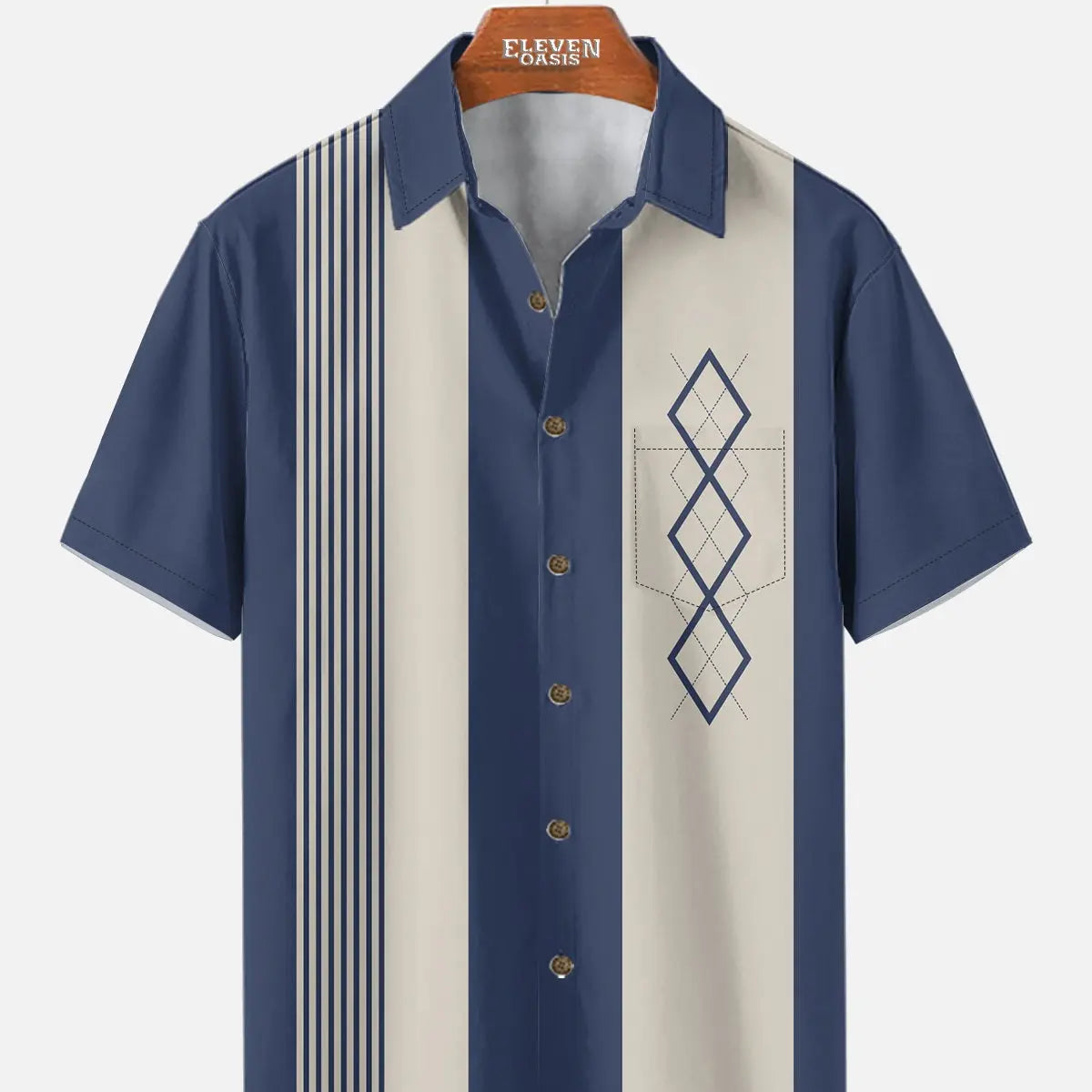Men's Mid-Century Geometric Short Sleeve Shirt ElevenOasis