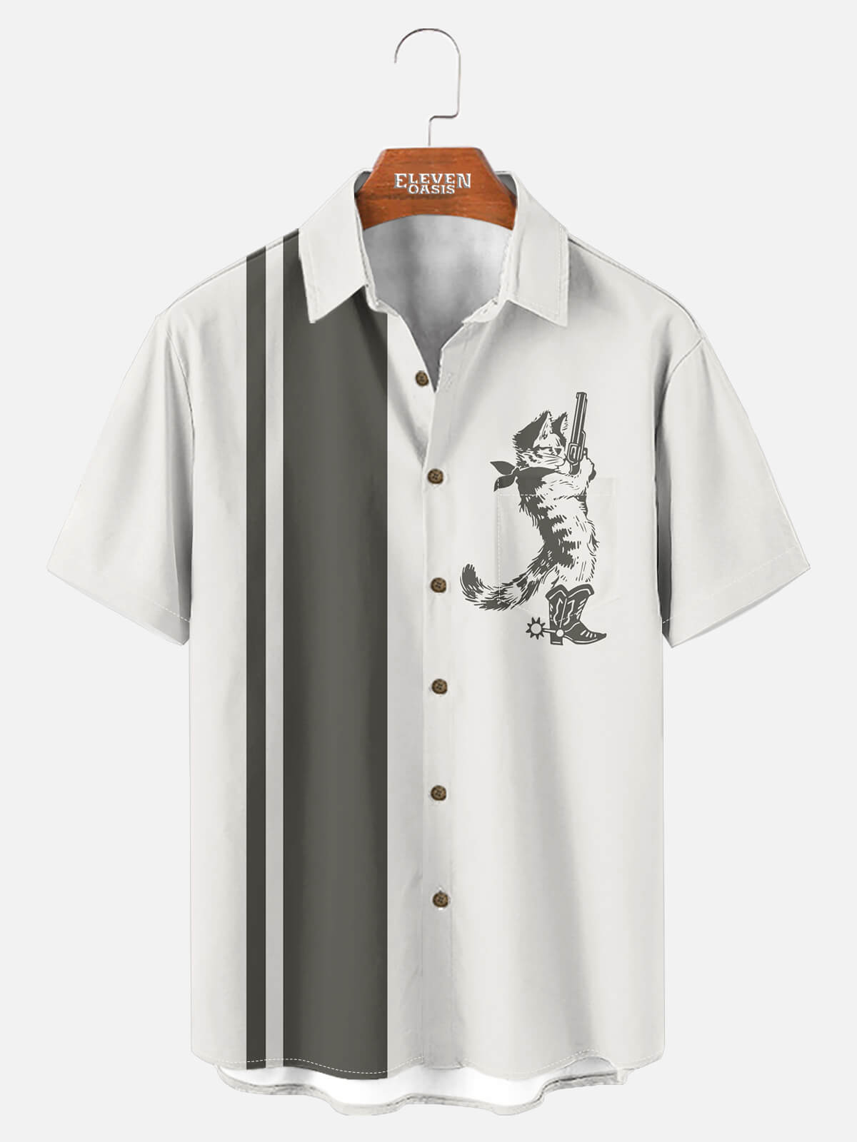 Men's Cowboy Cat Bandit Short Sleeve Shirt ElevenOasis