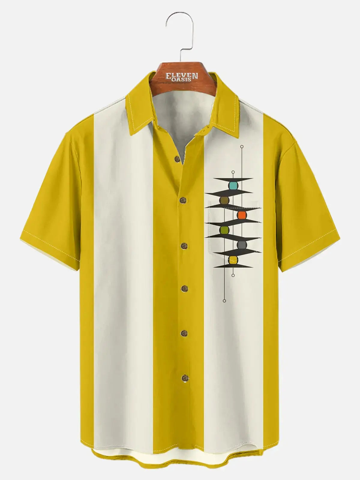 Tall Men's Mid-Century Modern Abstract Bowling Short Sleeve Shirt?