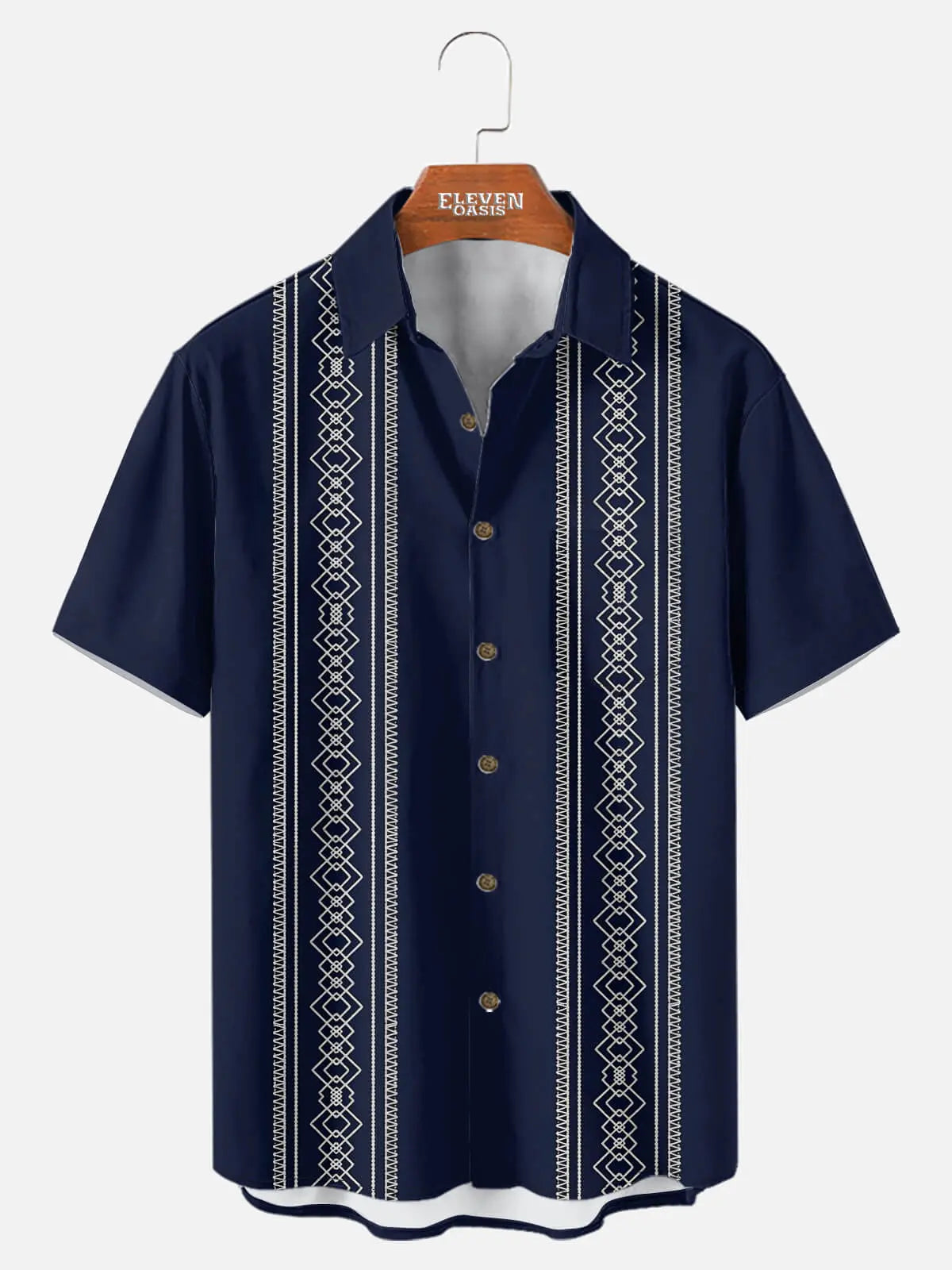 Tall Men's Geometric Stripe Fiesta Short Sleeve Shirt Eleven Oasis