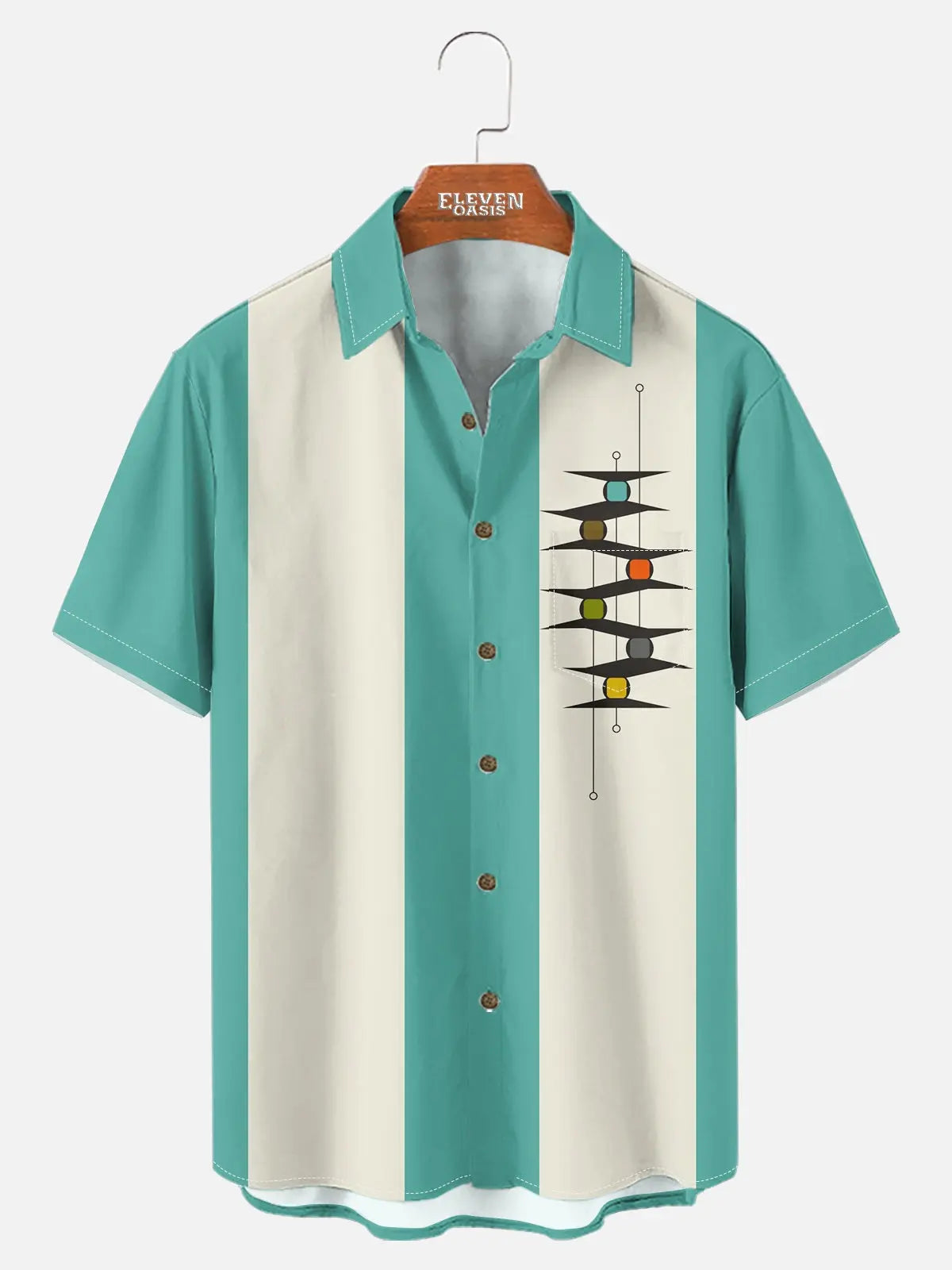 Tall Men's Mid-Century Modern Abstract Bowling Short Sleeve Shirt?