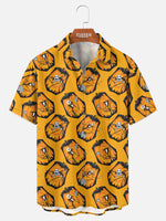 Tall Men's Jack Skellington All-Over Pumpkin Halloween Short Sleeve Shirt Eleven Oasis