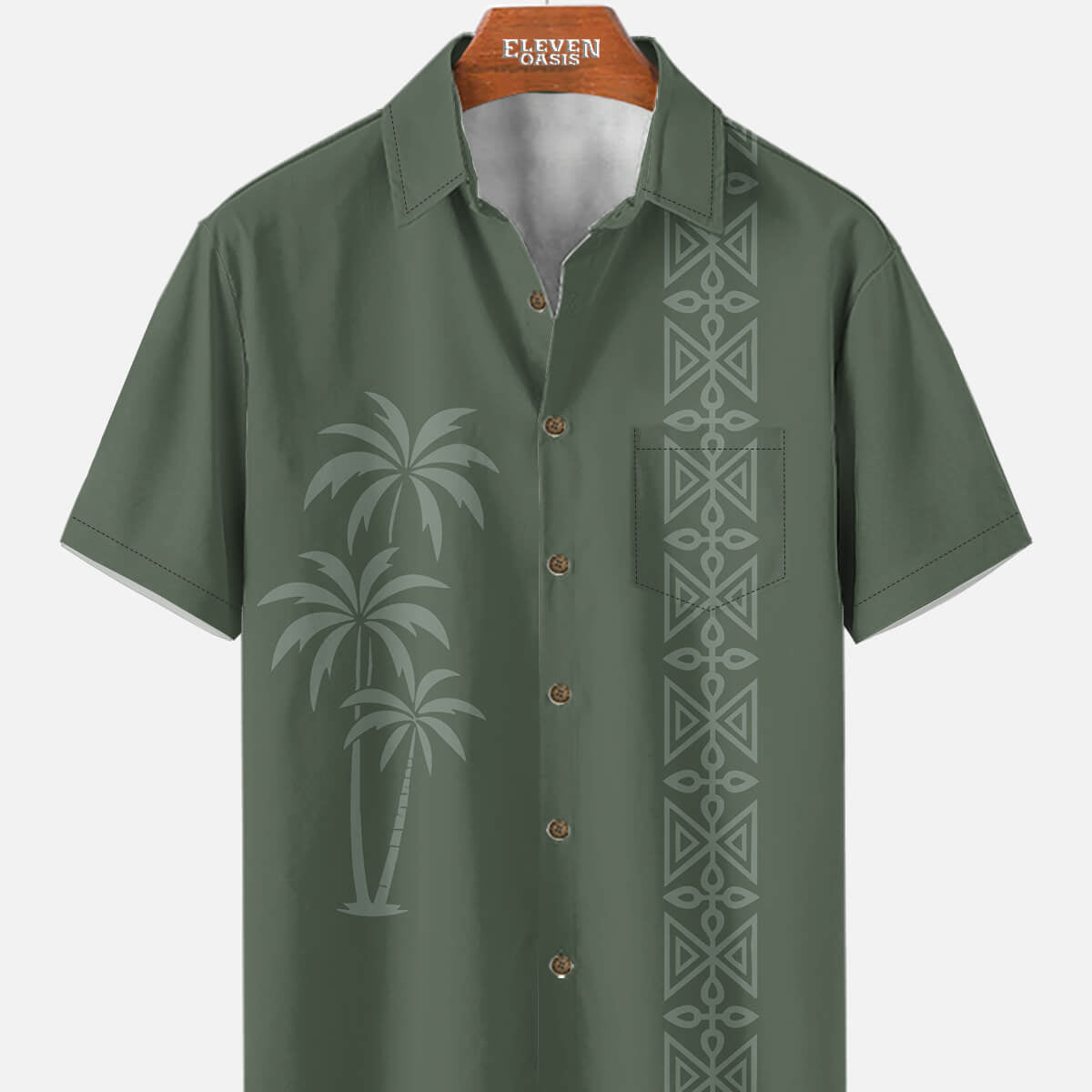 Men's Coastal Palm Stripe Short Sleeve Shirt Eleven Oasis