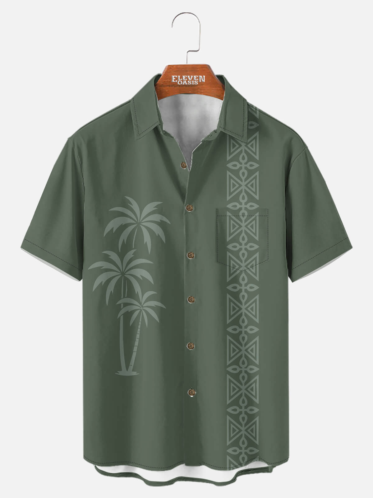 Men's Coastal Palm Stripe Short Sleeve Shirt Eleven Oasis