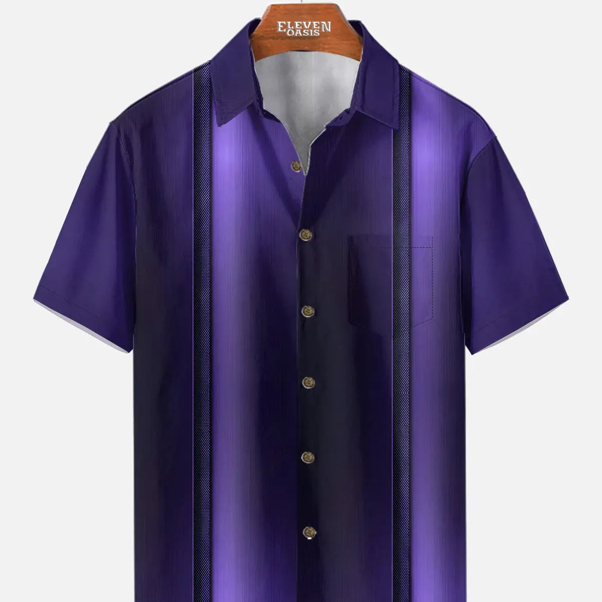 Tall Men's Everyday Purple Gradient Stripes Short Sleeve Shirt ElevenOasis