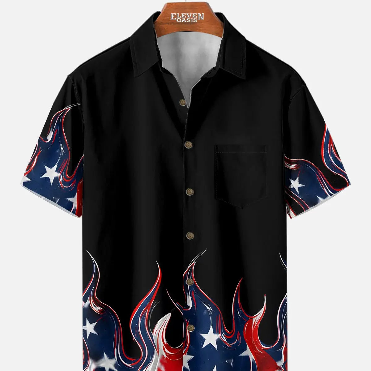 Tall Men's Patriotic Flame Short Sleeve Shirt Eleven Oasis