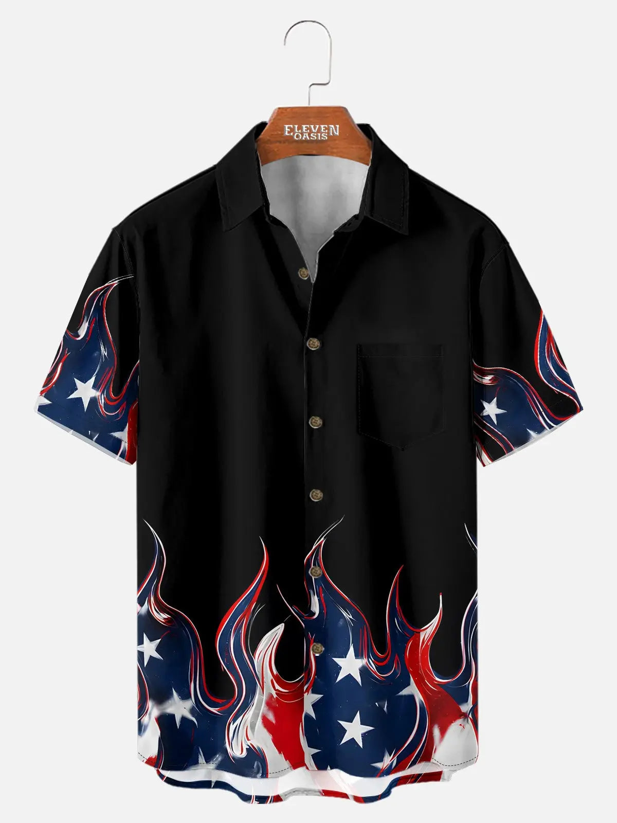 Tall Men's Patriotic Flame Short Sleeve Shirt Eleven Oasis