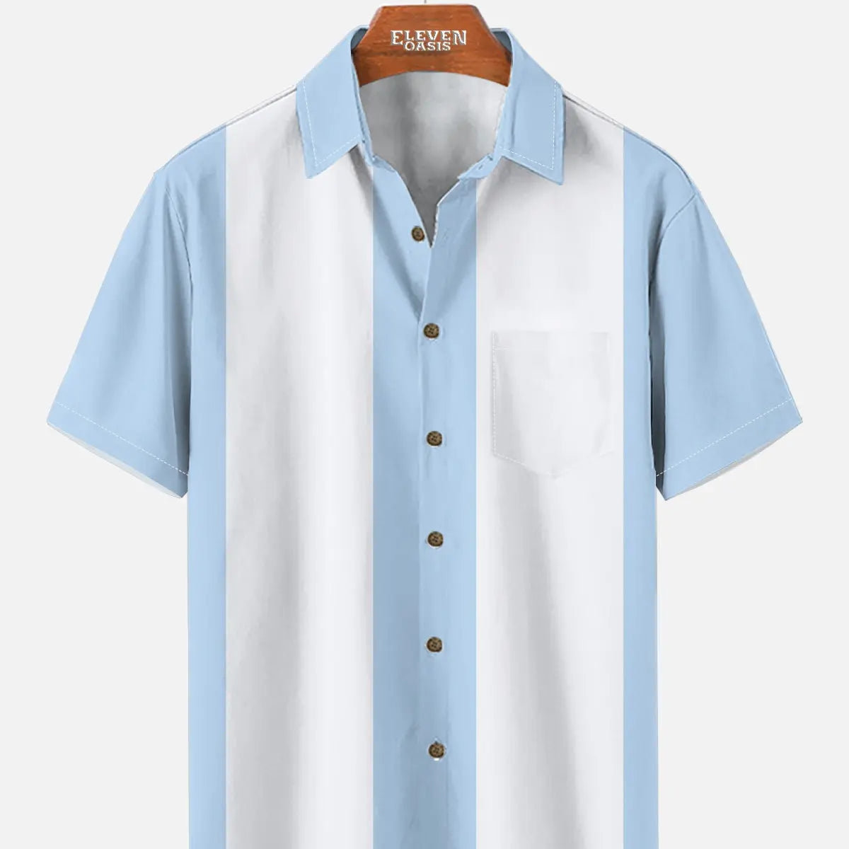 Men's Basic 50s Style Bowling Short Sleeve Shirt ElevenOasis