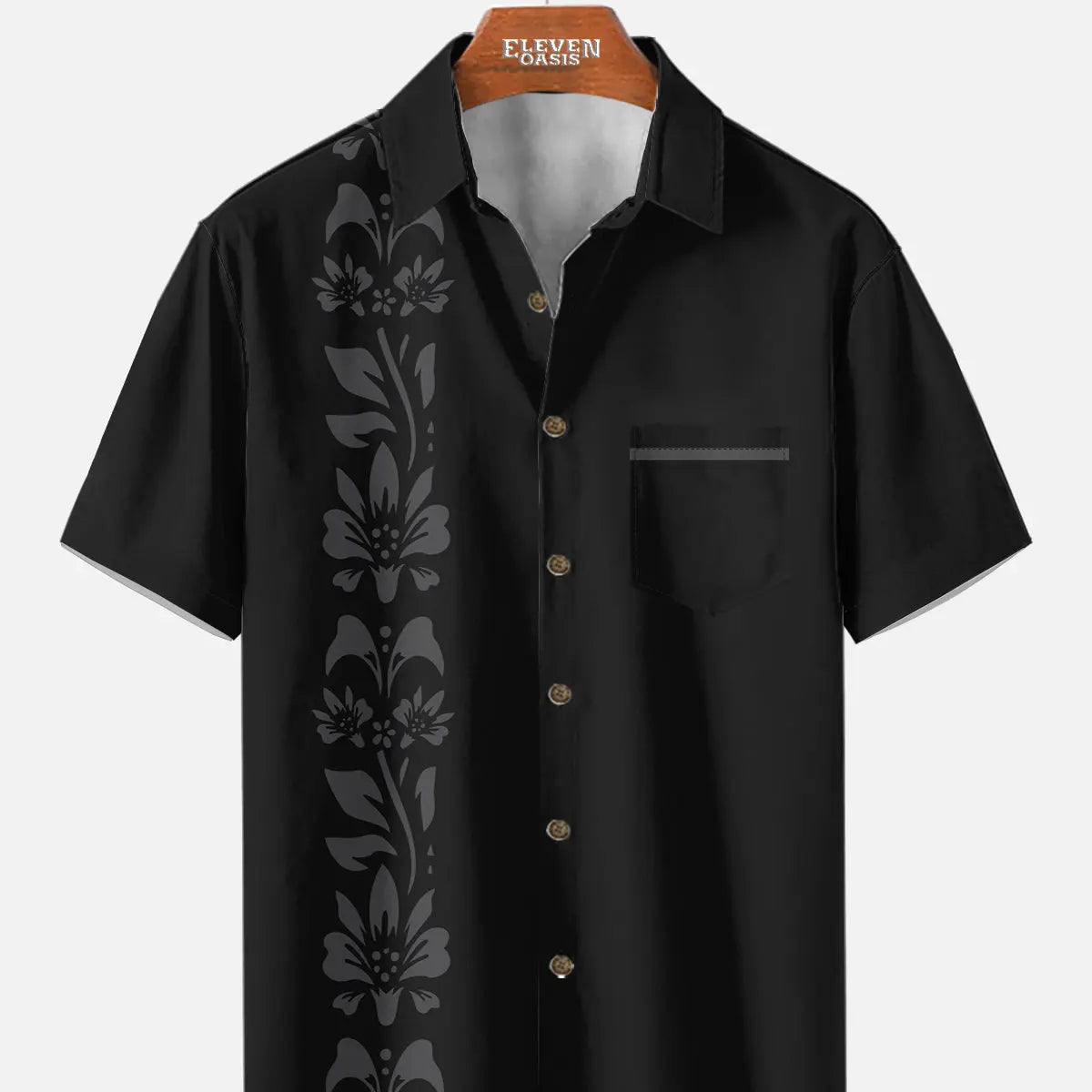 Men's Unilateral Striped Flower Vacation Casual Short Sleeve Shirt ElevenOasis