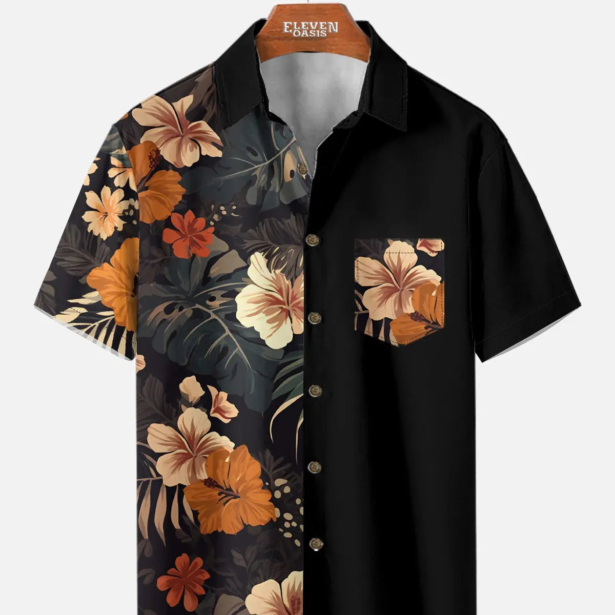 Men's Hawaii Retro Tropical Flora Short Sleeve Shirt ElevenOasis