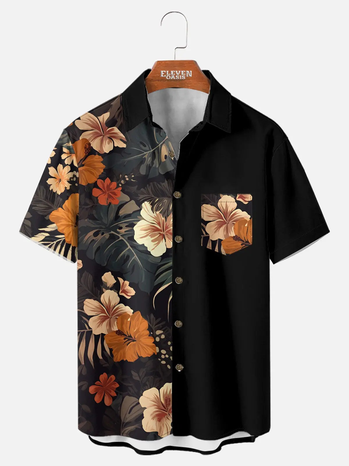Men's Hawaii Retro Tropical Flora Short Sleeve Shirt ElevenOasis