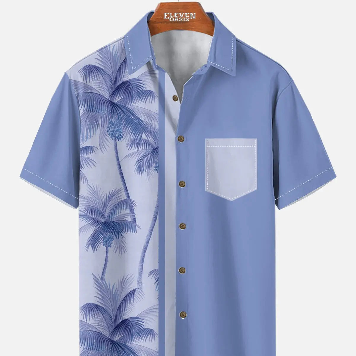 Men's Coconut Tree Casual Breathable Hawaiian Short Sleeve Shirt ElevenOasis