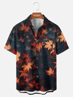 Tall Men's Fall Maple Leaves Short Sleeve Shirt Eleven Oasis