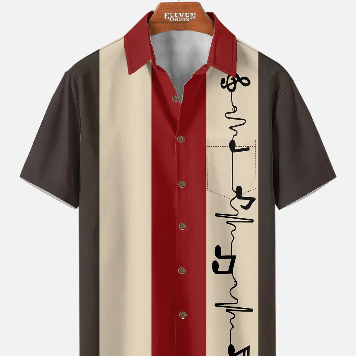 Men's Custom Music Heartbeat Panel Short Sleeve Shirt