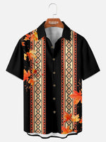 Men's Fall Aztec Leaves Short Sleeve Shirt Eleven Oasis