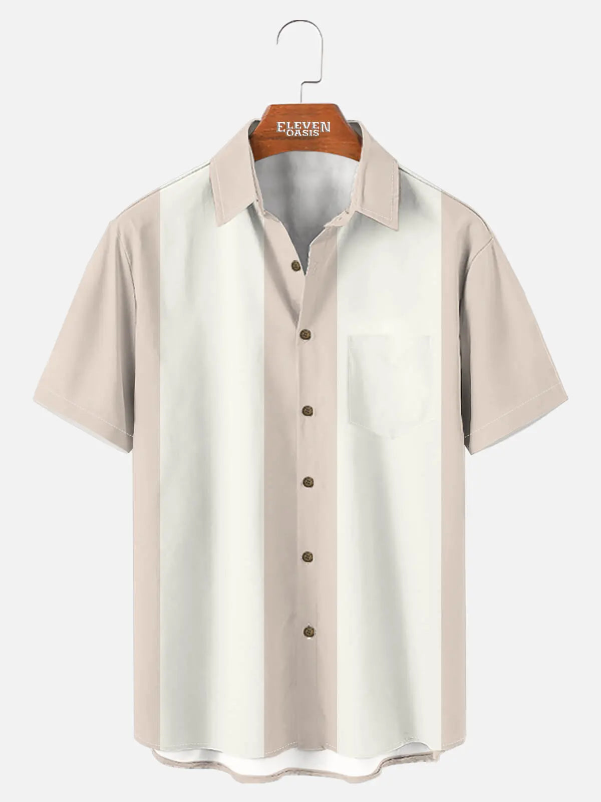 Men's Basic 50s Style Bowling Short Sleeve Shirt ElevenOasis