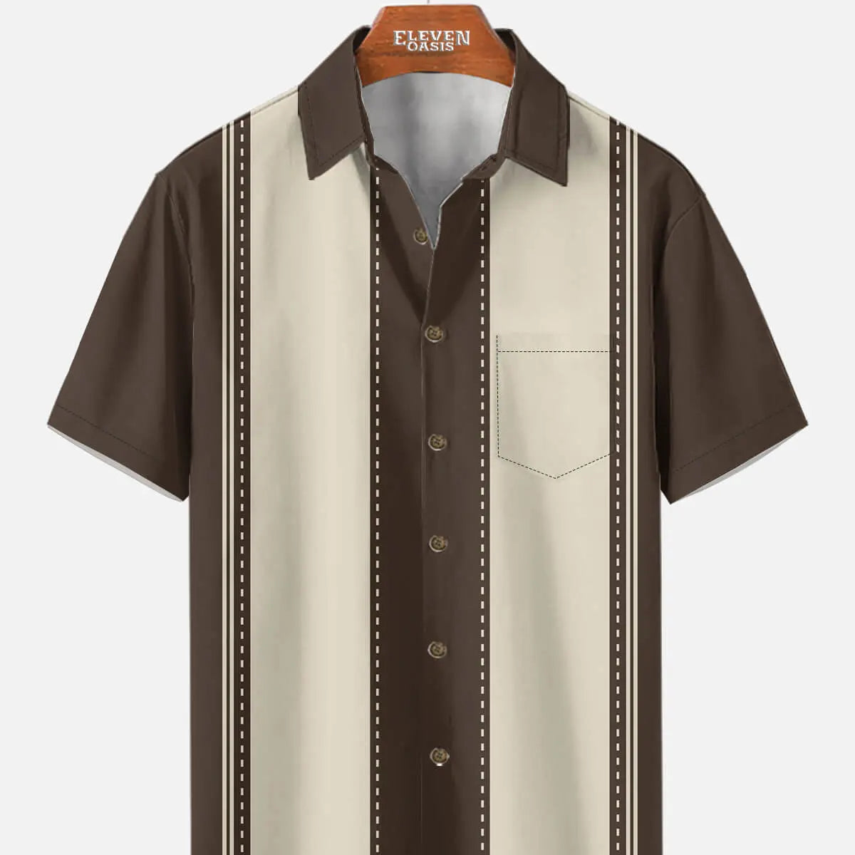 Tall Men's Classic Striped Bowling Style Short Sleeve Shirt ElevenOasis