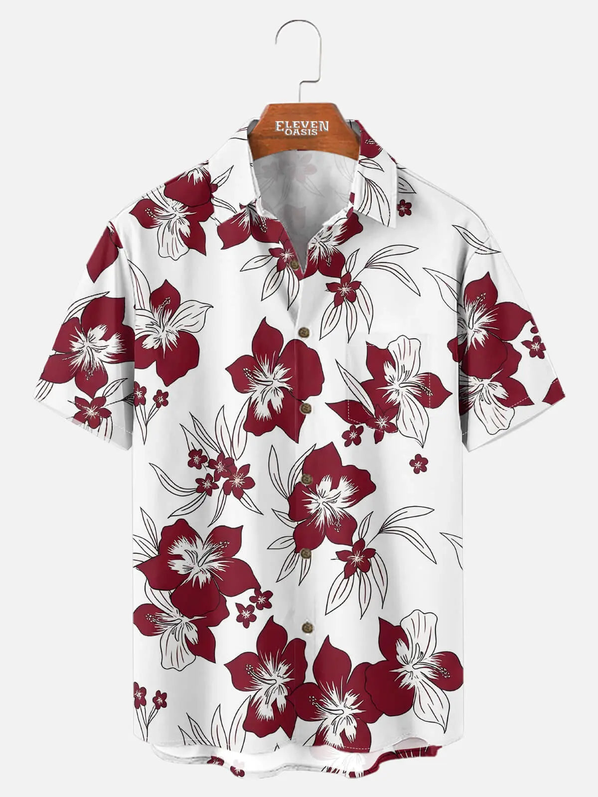 Tall Men's Tropical Hibiscus Floral Short Sleeve Shirt ElevenOasis