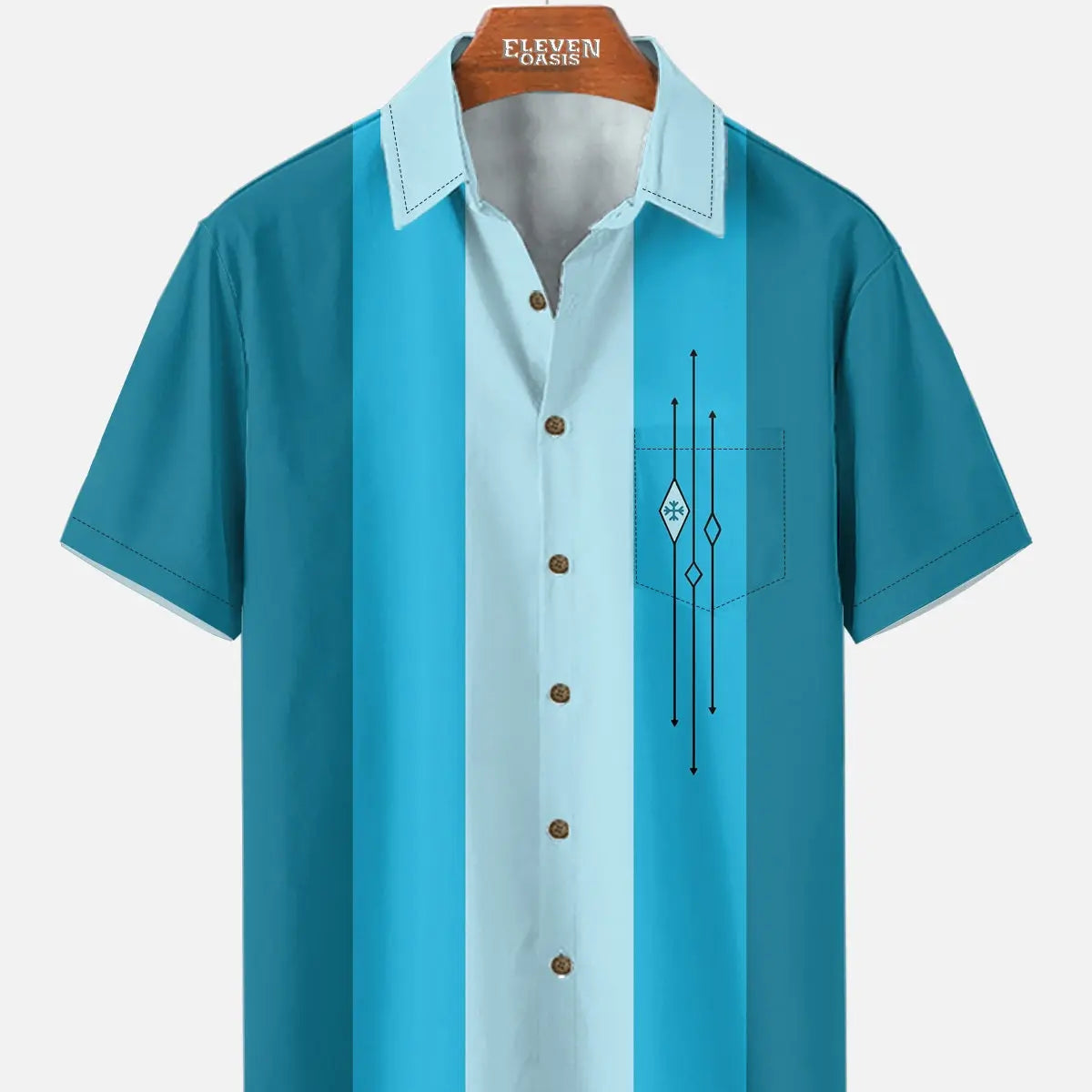 Men's Color-block Striped Casual Breathable Bowling Short Sleeve Shirt ElevenOasis