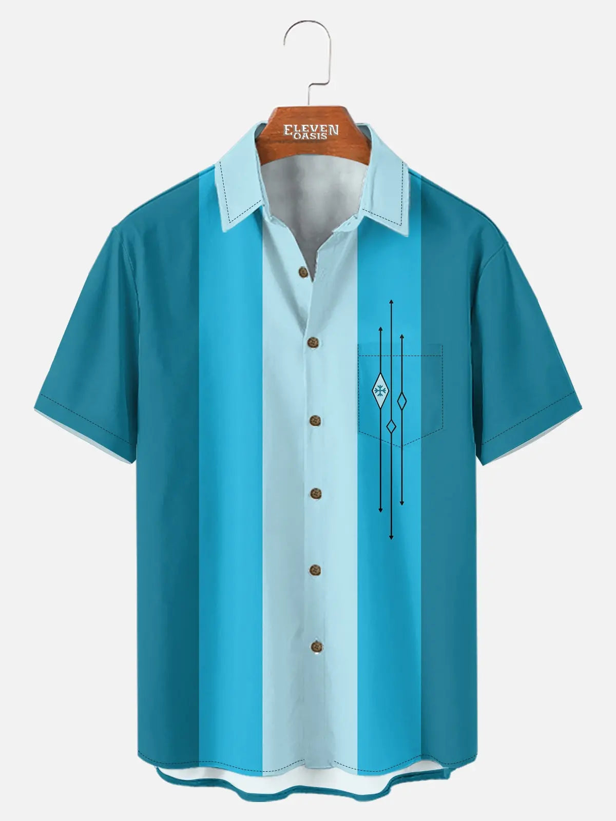 Men's Color-block Striped Casual Breathable Bowling Short Sleeve Shirt ElevenOasis