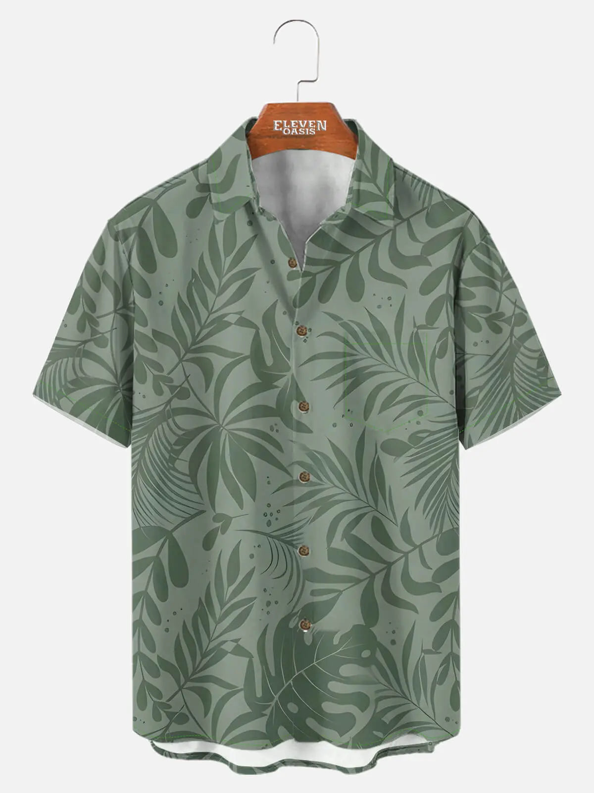 Tall Men's Tropical Leaf Pattern Short Sleeve Shirt Eleven Oasis