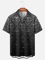 Tall Men's Gothic Skull Pattern Short Sleeve Shirt ElevenOasis