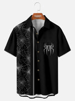 Tall Men's Spiderweb Halloween Short Sleeve Shirt Eleven Oasis