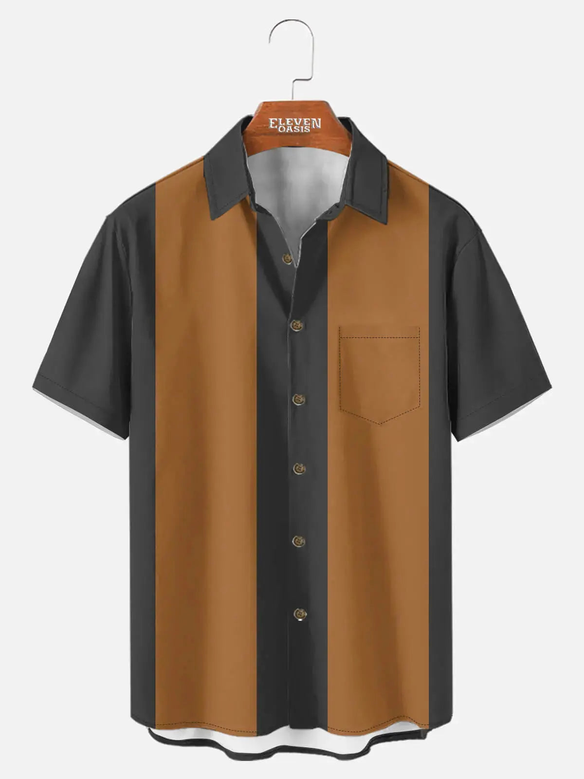 Men's Basic 50s Style Bowling Short Sleeve Shirt ElevenOasis