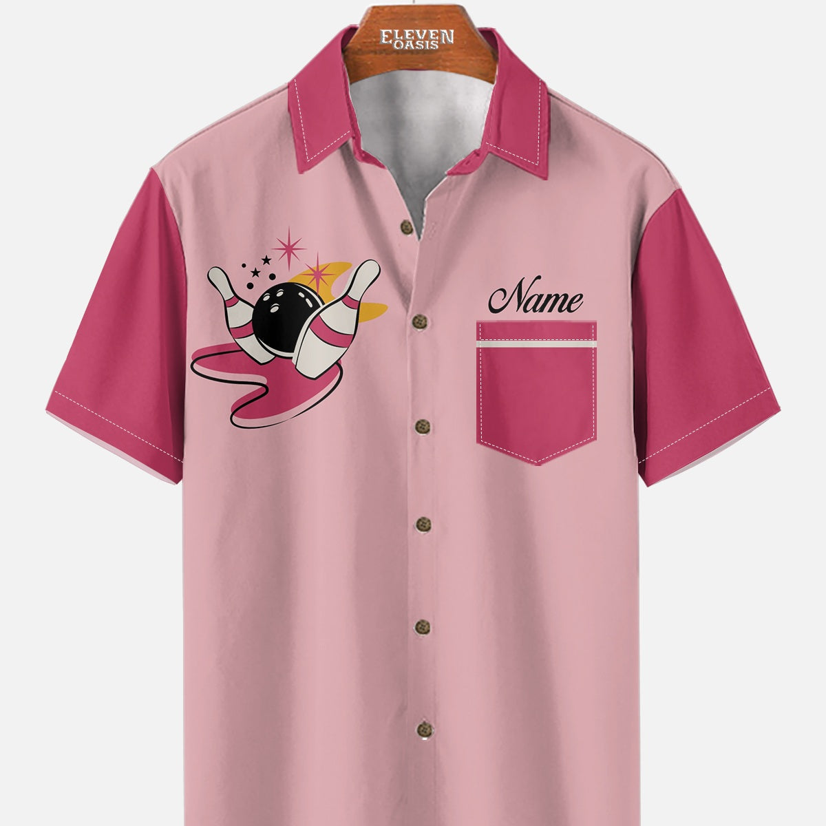 Men's Custom Bowling Graphic Short Sleeve Shirt ElevenOasis