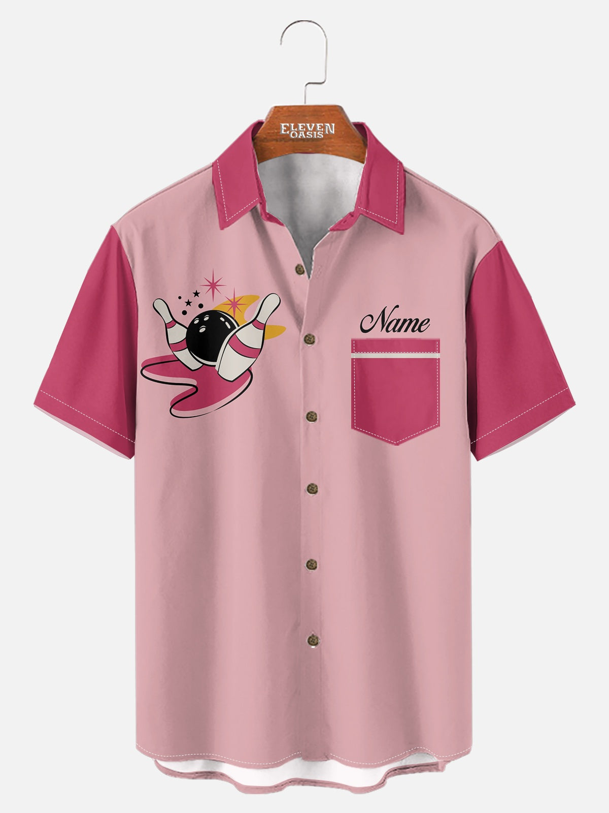 Men's Custom Bowling Graphic Short Sleeve Shirt ElevenOasis