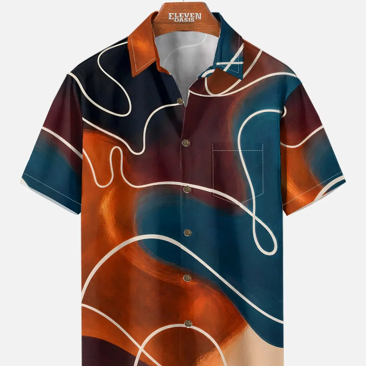 Men's Neon Lounge Abstract Short Sleeve Shirt Eleven Oasis