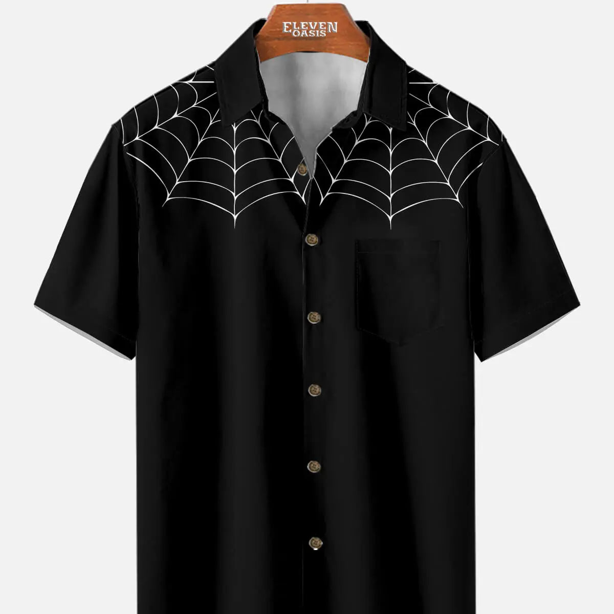 Tall Men's Spiderweb Print Short Sleeve Shirt Eleven Oasis