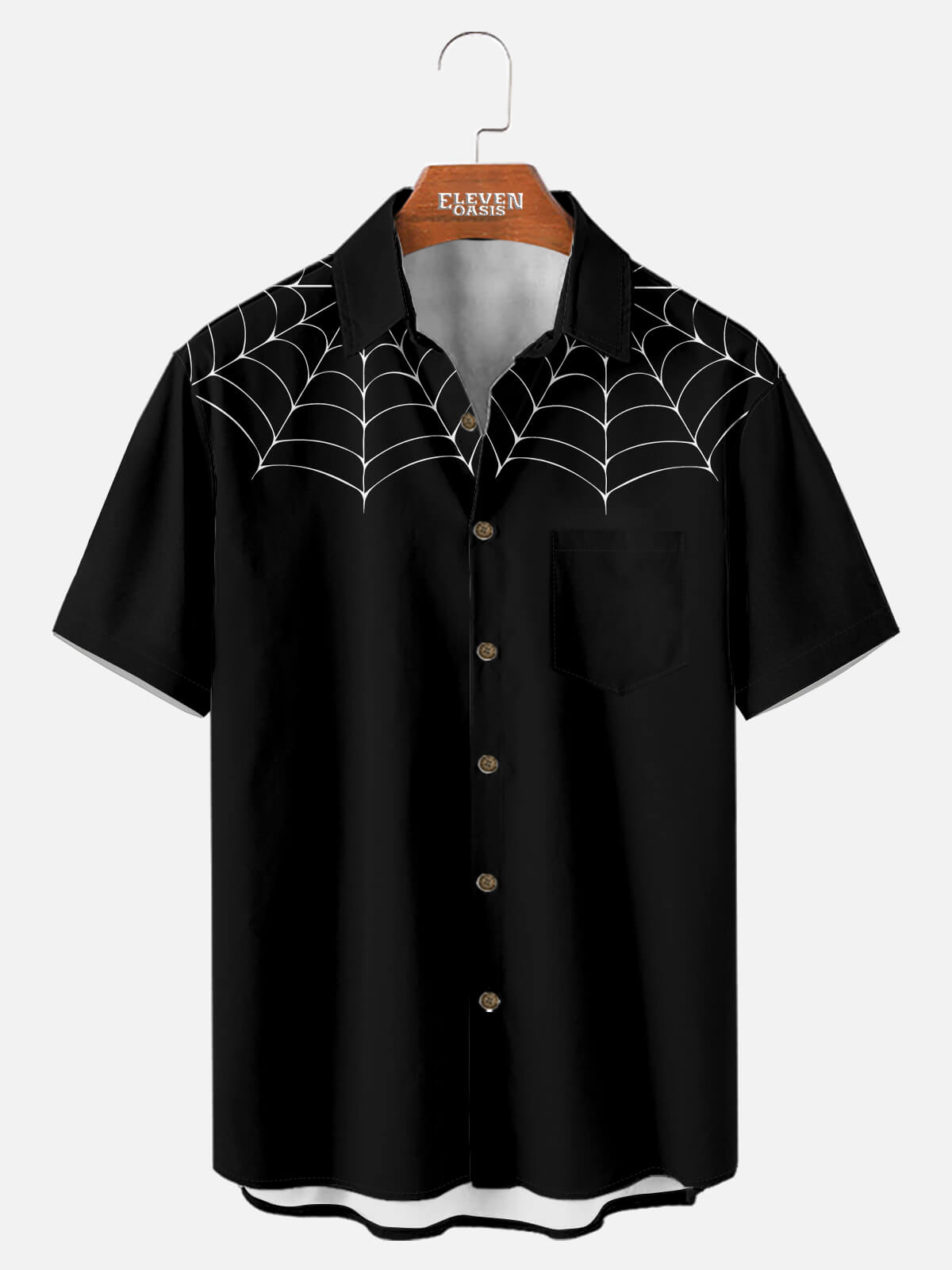 Tall Men's Spiderweb Print Short Sleeve Shirt Eleven Oasis