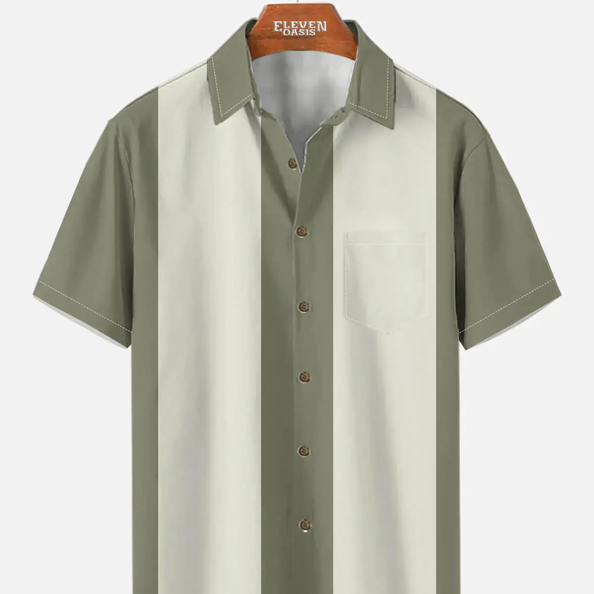 Men's Basic 50s Style Bowling Short Sleeve Shirt ElevenOasis