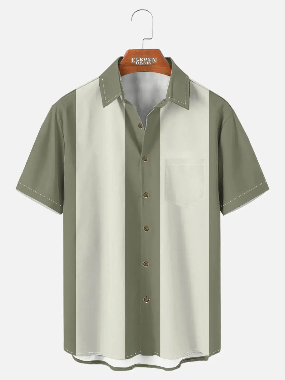 Men's Basic 50s Style Bowling Short Sleeve Shirt ElevenOasis