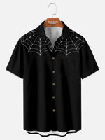 Men's Spiderweb Print Short Sleeve Shirt ElevenOasis