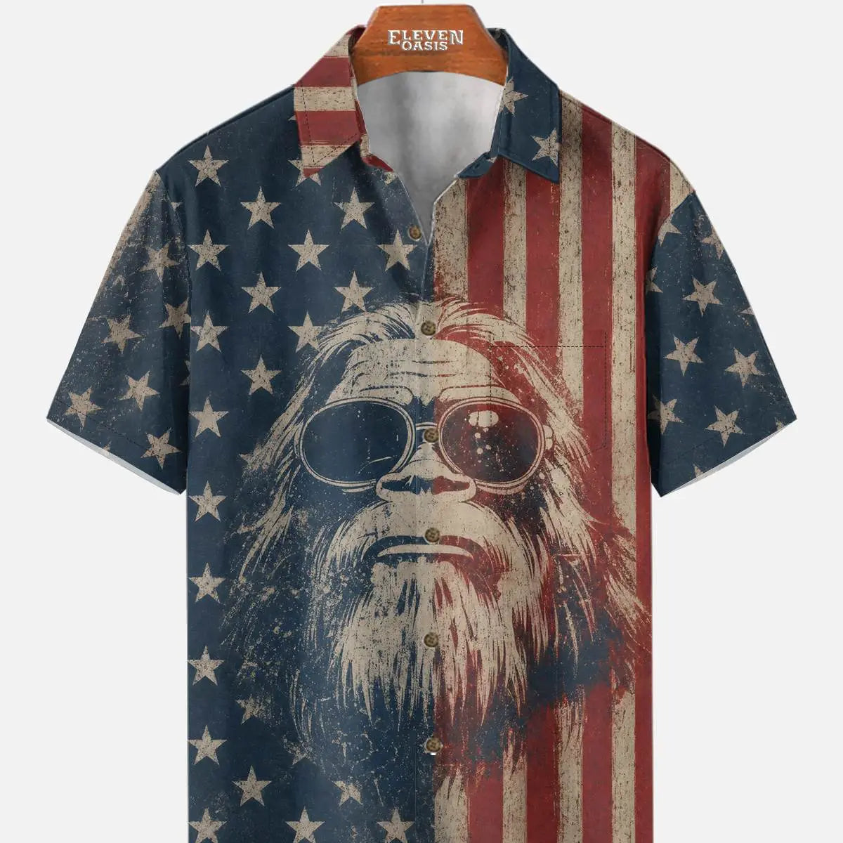 Men's Patriotic Sasquatch Short Sleeve Shirt ElevenOasis