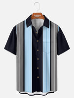 Men's Skyline Stripe Bowling Short Sleeve Shirt Eleven Oasis