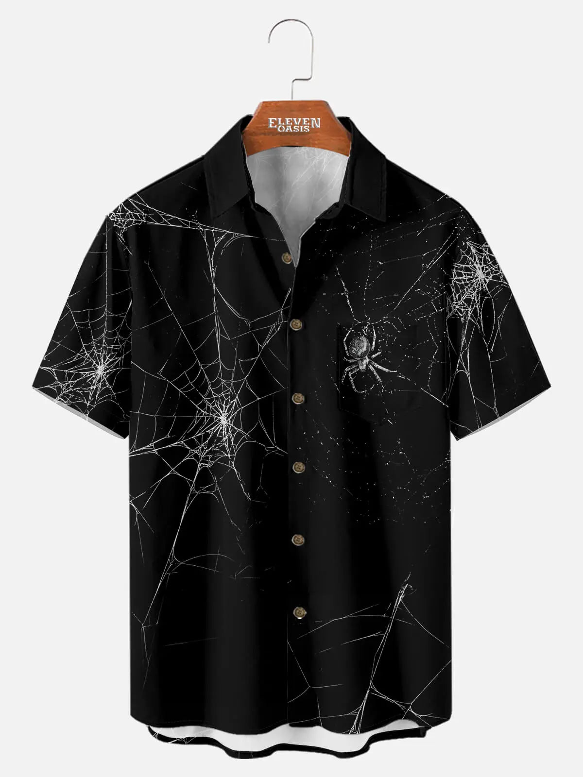 Tall Men's Ominous Spider Halloween Short Sleeve Shirt Eleven Oasis