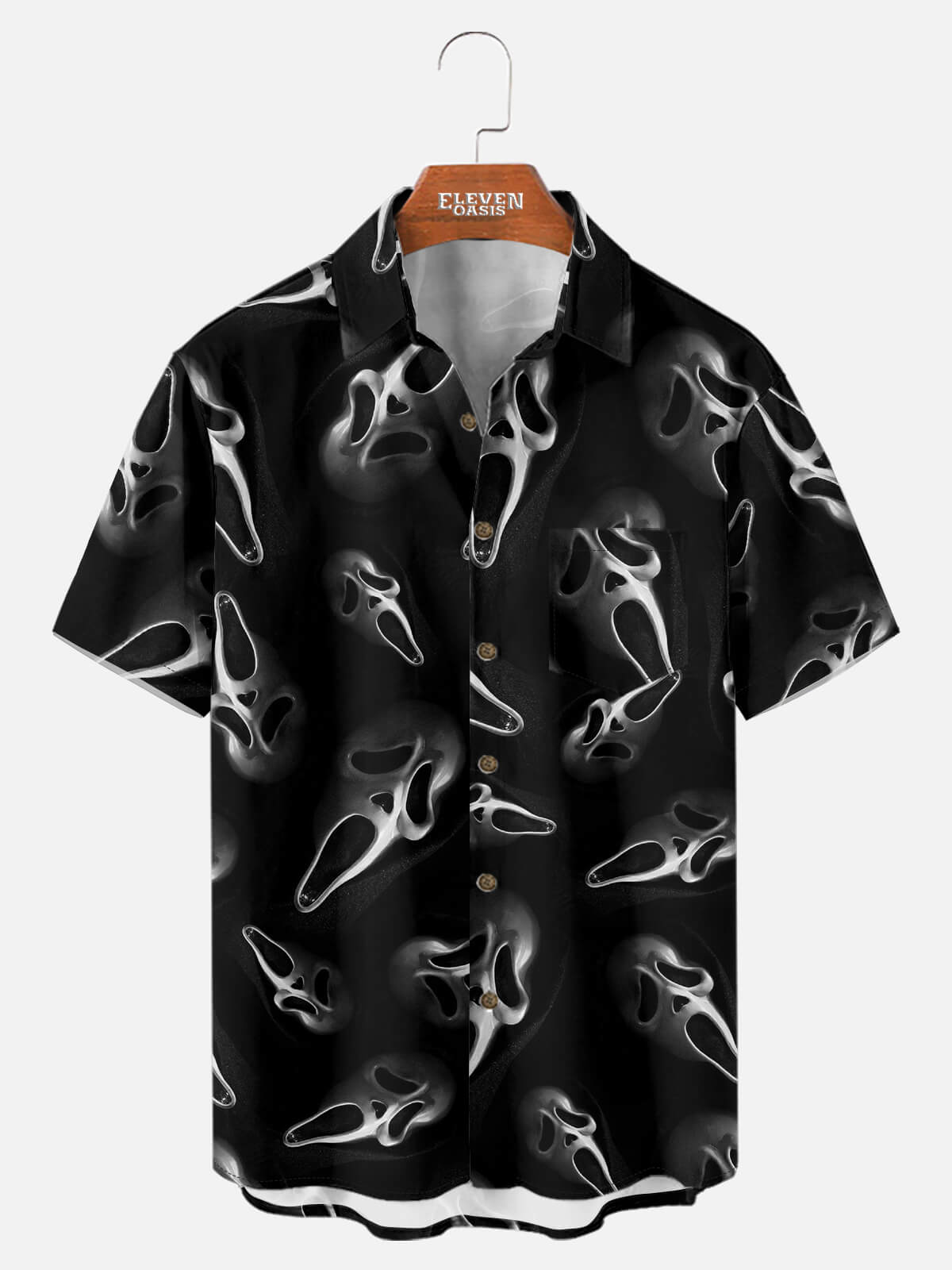 Men's Ghost Face All-Over Print Short Sleeve Shirt Eleven Oasis