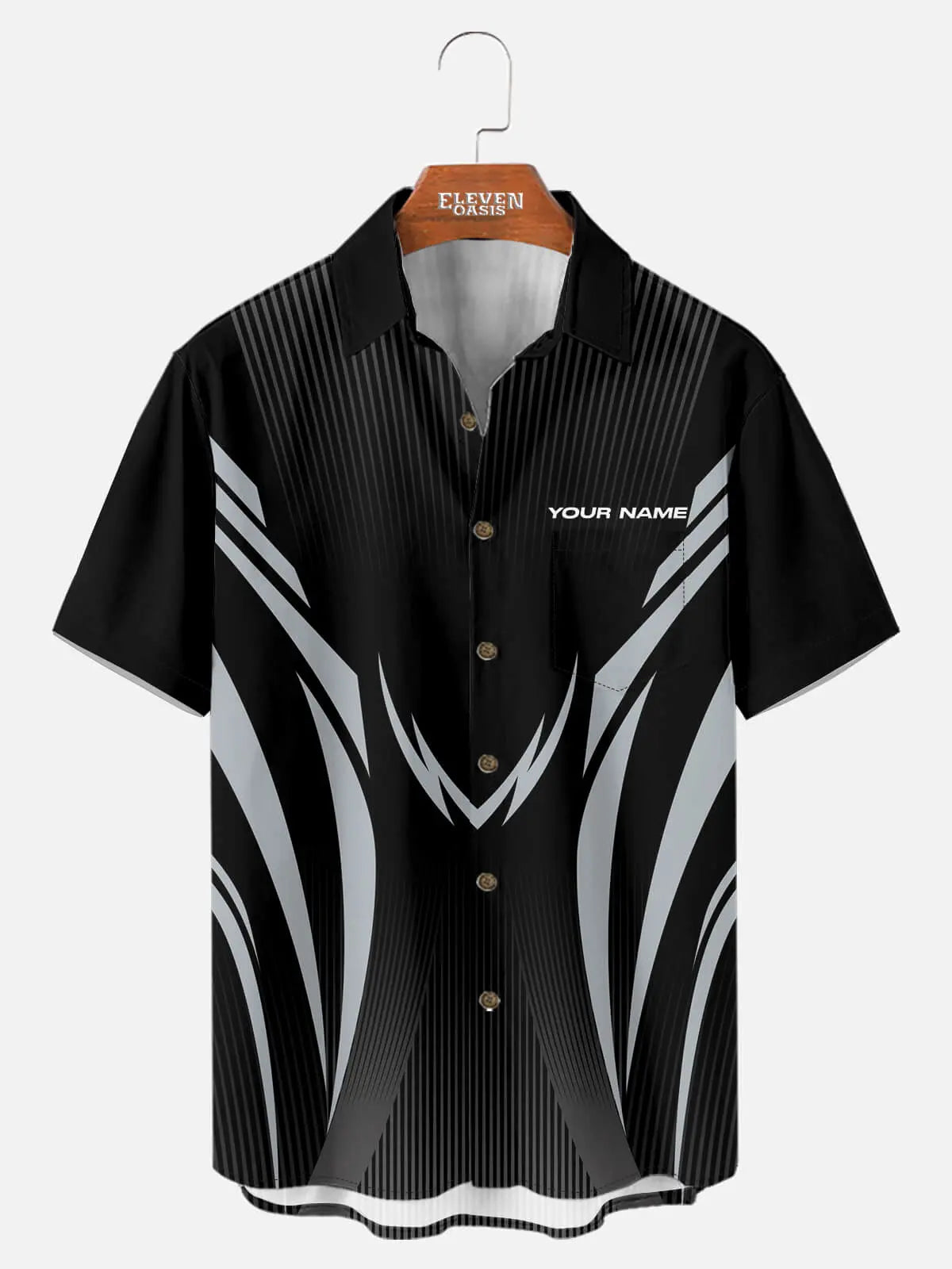Tall Men's Custom American Football Stripe Short Sleeve Shirt Eleven Oasis