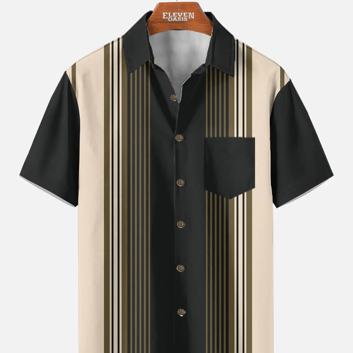 Men's Uptown Stripe Bowling Short Sleeve Shirt Eleven Oasis