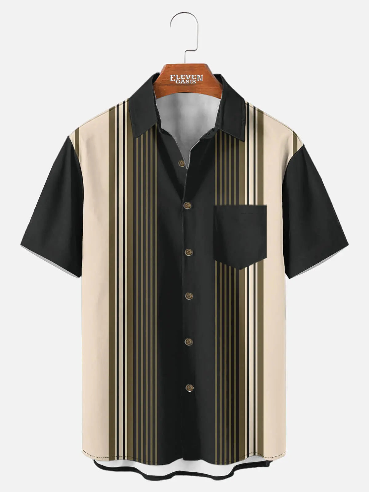 Men's Uptown Stripe Bowling Short Sleeve Shirt Eleven Oasis