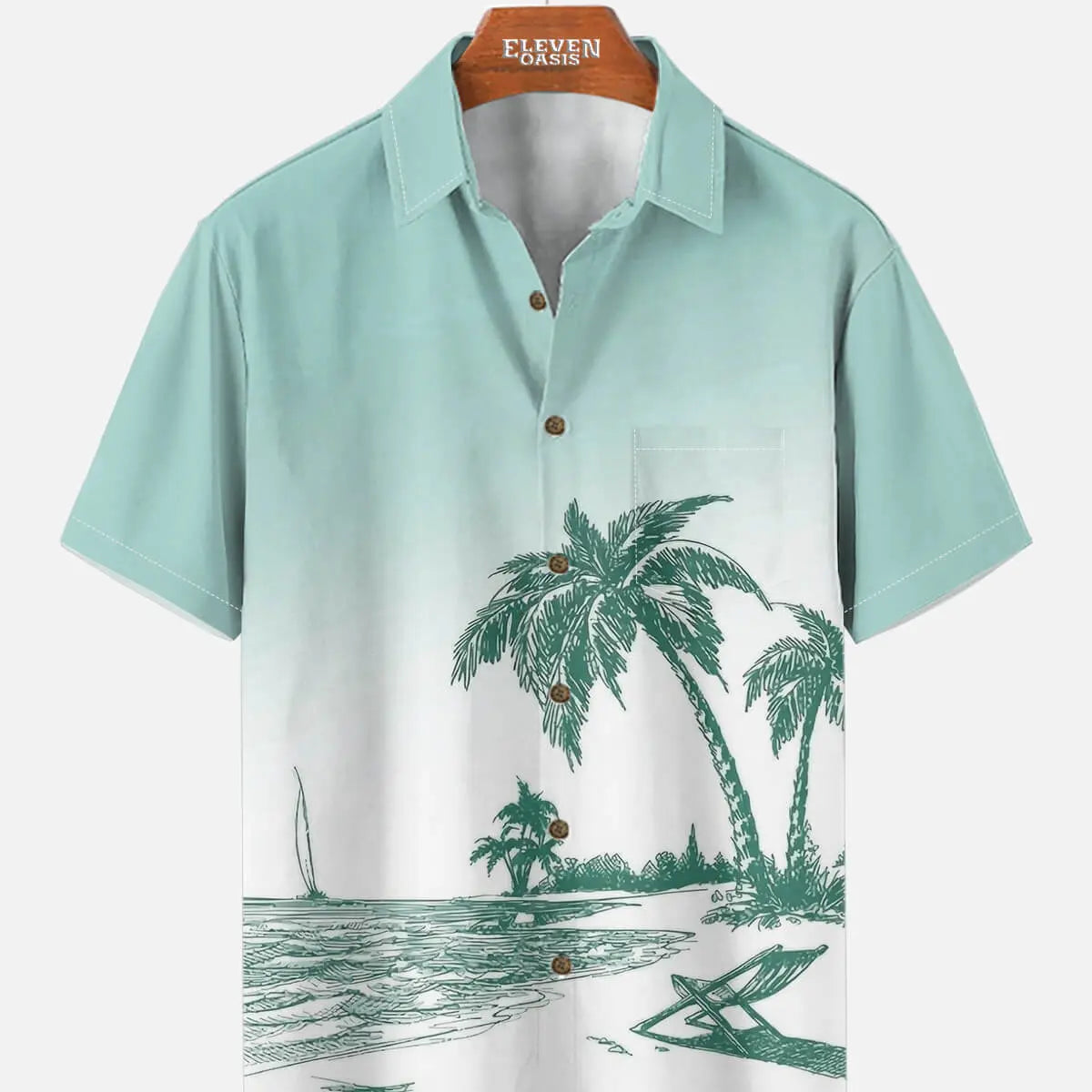 Men's Black & Whire Shore Sketch Short Sleeve Shirt Eleven Oasis