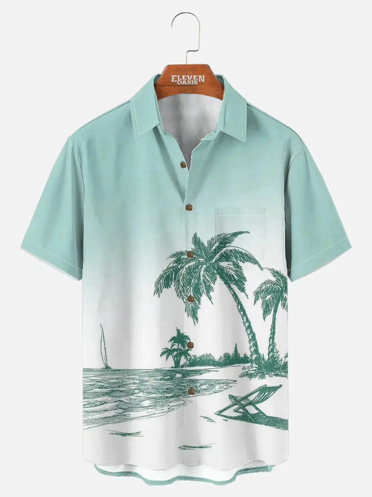 Men's Black & Whire Shore Sketch Short Sleeve Shirt ElevenOasis