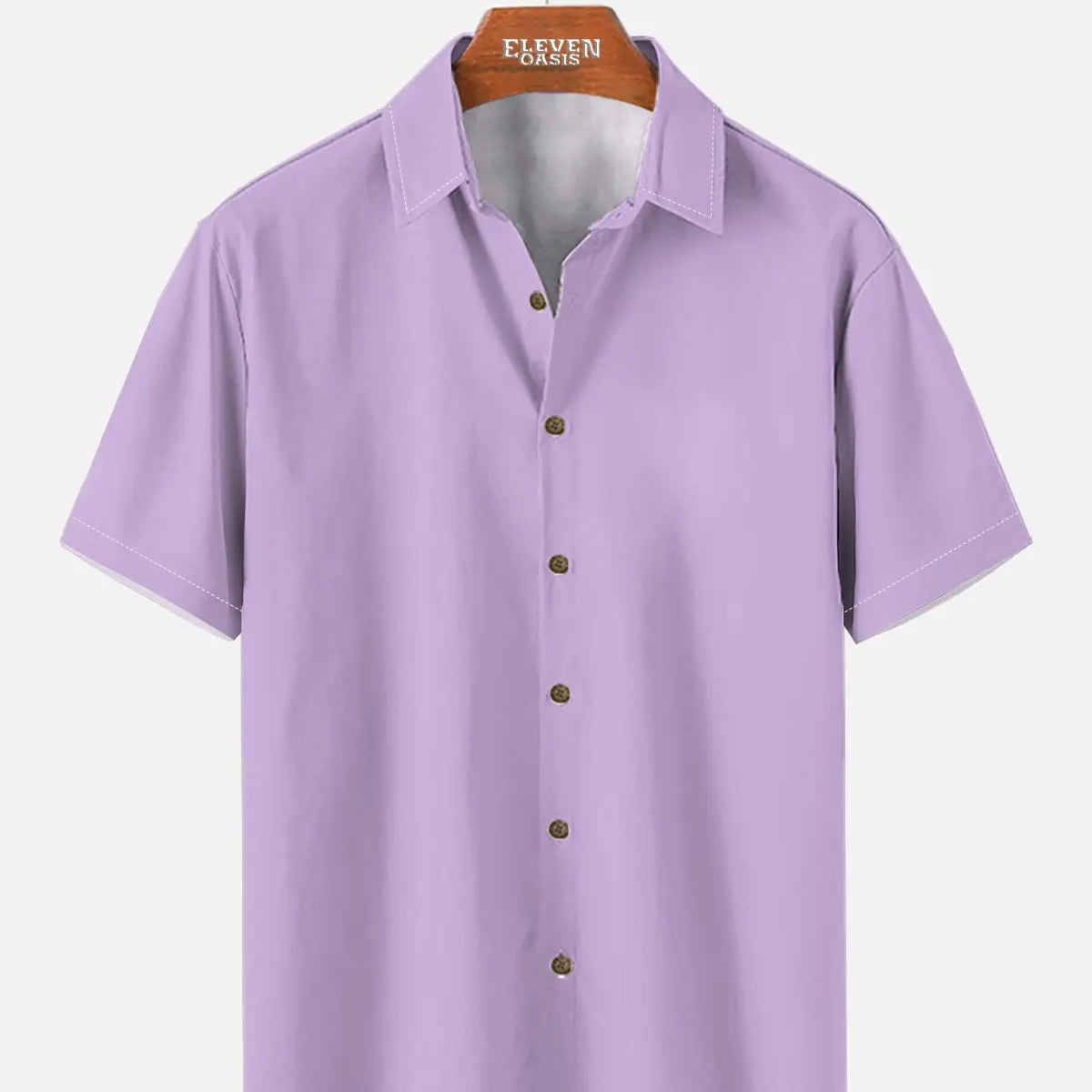 Tall Men's Casual Linen-Feel Printed Solid Color Button Short Sleeve Shirt ElevenOasis