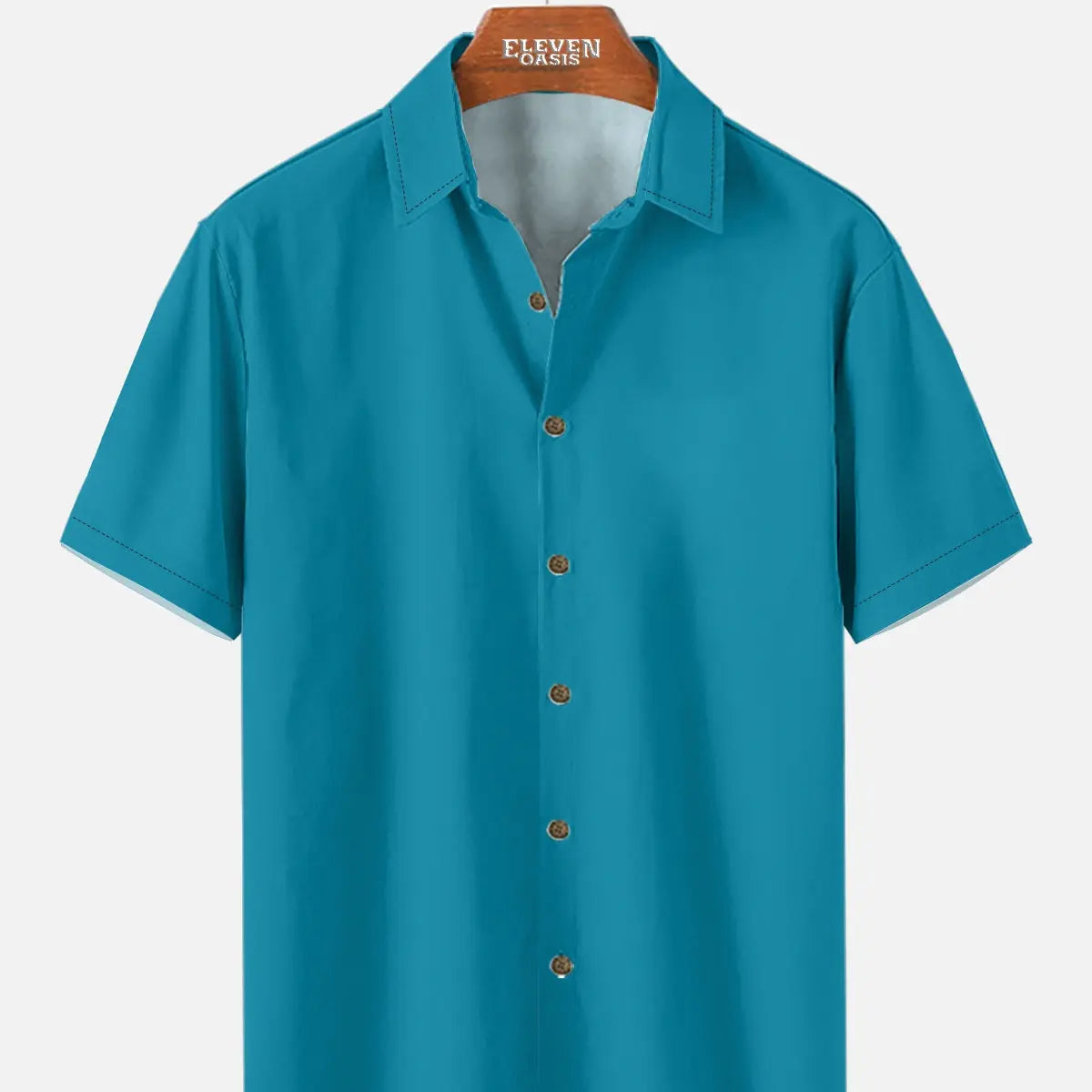 Tall Men's Casual Linen-Feel Printed Solid Color Button Short Sleeve Shirt ElevenOasis